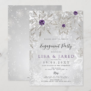 Invitación Partido de compromiso invernal Silver Purple Snowf