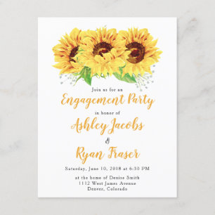 Invitación Partido de compromiso invita al girasol amarillo