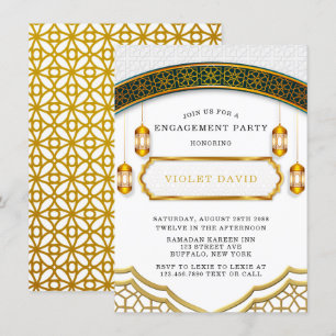 Invitación Partido de Compromiso Islámico Blanco y Oro Modern