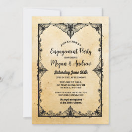 Invitación Partido de compromiso Marco gótico murciélago de H