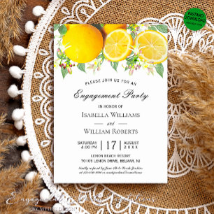 Invitación Partido de compromiso moderno de Boho Lemon Rustic