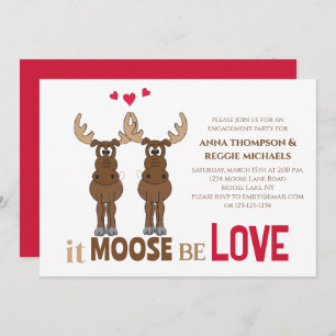 Invitación Partido de compromiso Moose be Love Cute Whimsical