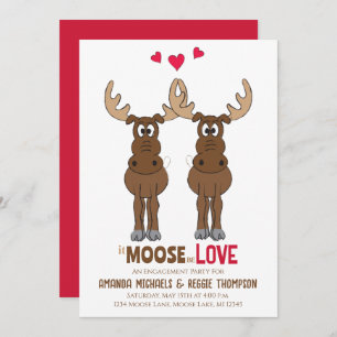 Invitación Partido de compromiso Moose Cute QR Code Facebook