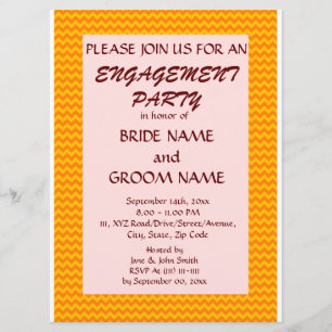 Invitación Partido de compromiso - Naranja Zigzag, fondo rosa