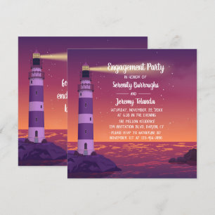 Invitación Partido de compromiso náutico morado del faro de a