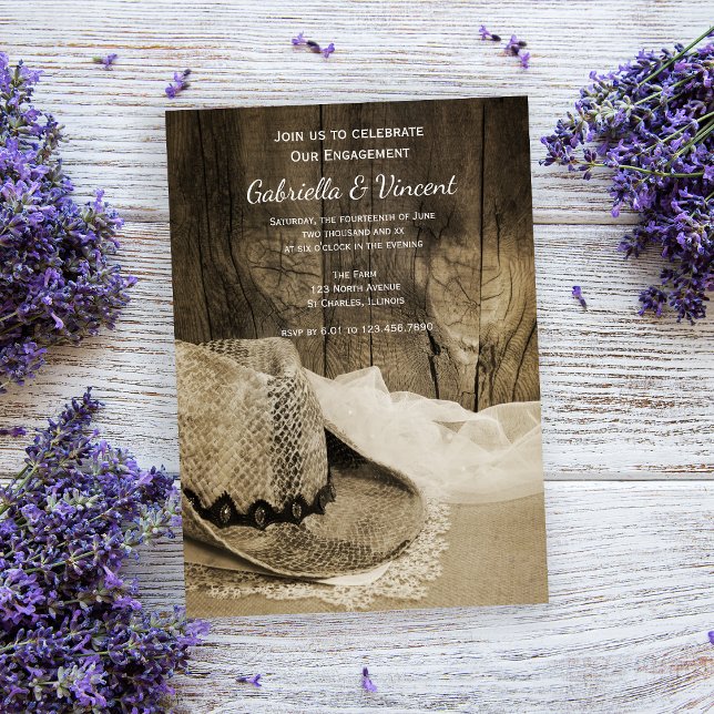 Invitación Partido de compromiso occidental de Cowboy Gorra y (Subido por el creador)