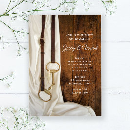 Invitación Partido de compromiso occidental de satén blanco y