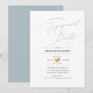 Invitación Partido de Compromiso PixDezines Dusty Blue Callig