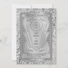 Invitación Partido de compromiso plateado Art Deco 2009
