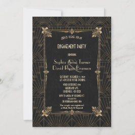 Invitación Partido de Compromiso Real Fleur-de-Lis Art Deco d