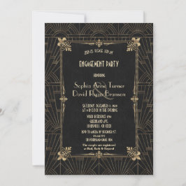 Invitación Partido de Compromiso Real Fleur-de-Lis Art Deco d