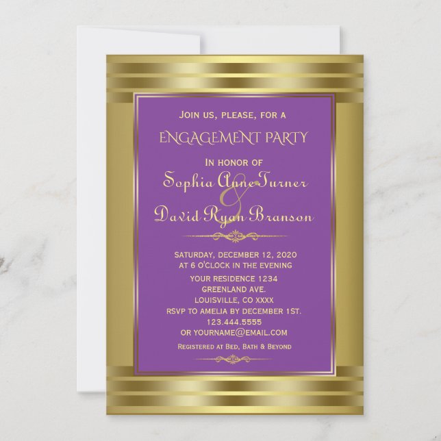 Invitación Partido de Compromiso Real Morado y Oro (Anverso)