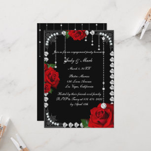 Invitación Partido De Compromiso Romántico De Rosas Rojas Y D