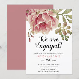 Invitación Partido de compromiso rosa boda floral rosa