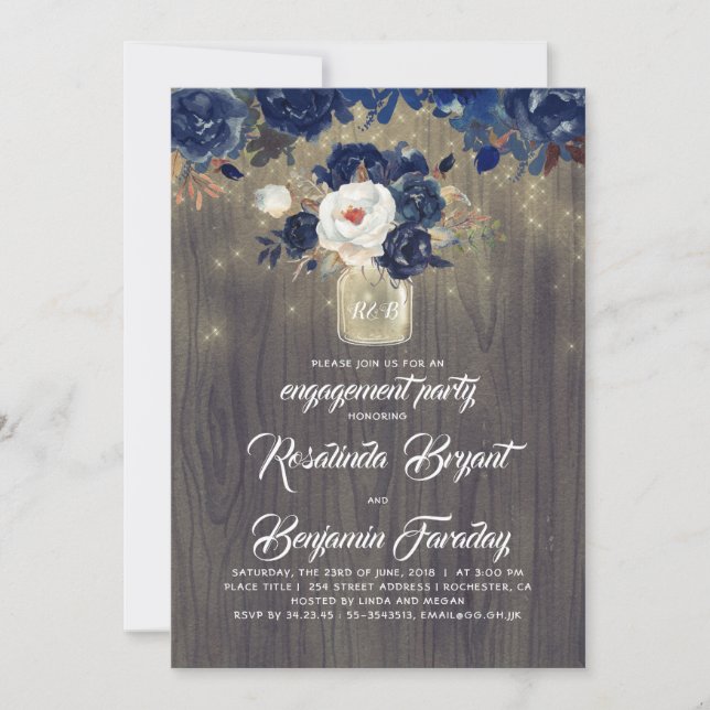 Invitación Partido de compromiso ruso de floral naval Mason J (Anverso)