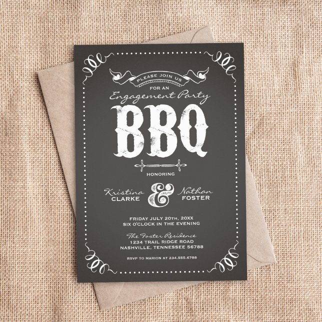 Invitación Partido de compromiso ruso del carbón vegetal BBQ (Subido por el creador)