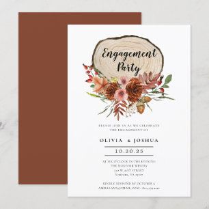 Invitación Partido de Compromiso Rústico Caída Floral Salto D