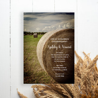 Invitación Partido de Compromiso Rústico de Hay Bales