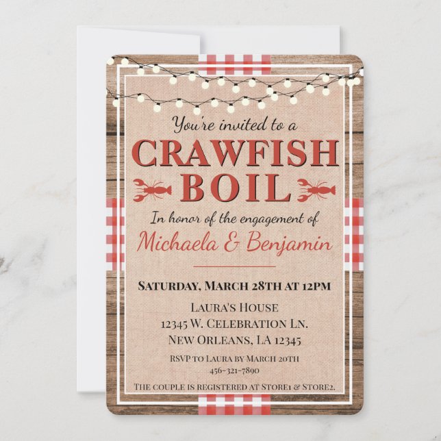 Invitación Partido de compromiso Rústico de las Parejas de Hi (Anverso)