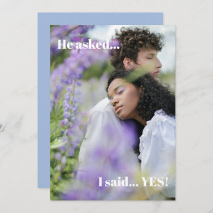 Invitación Partido de compromiso simple de fotos azules