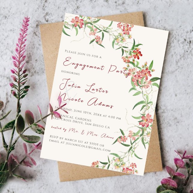 Invitación Partido de compromiso "Spring Garland", Rosa de fl (Subido por el creador)