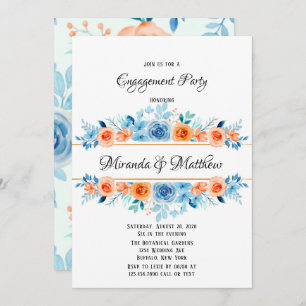 Invitación Partido de compromiso "Spring Paint Blue Naranja F