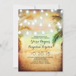 Invitación Partido de compromiso Sunset Beach & String Lights