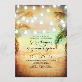 Invitación Partido de compromiso Sunset Beach & String Lights