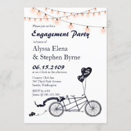 Invitación Partido de compromiso Tandem Bicycle String Lights