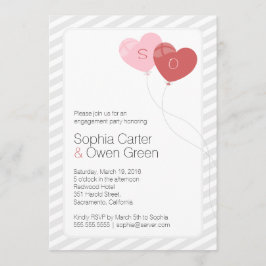 Invitación Partido de compromiso único de Heart Balloons
