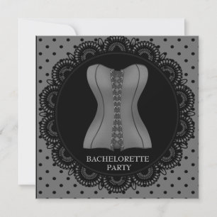 INVITACIÓN PARTIDO DE CORSET BACHELORETTE DE GRUPO GRIS NEGRO