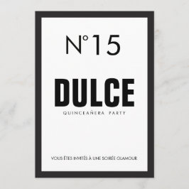 Invitación Partido de cumpleaños 15 Black & White QUINCEAÑERA