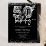 Invitación Partido de cumpleaños 50 Purpurina Silver Disco Ba<br><div class="desc">¡Esta es una invitación de fiesta de cumpleaños 50 Purpurinas de Silver Disco Ball!</div>