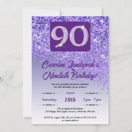 Invitación Partido de Cumpleaños 90 del Purpurina Morado que 