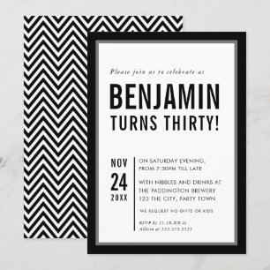 Invitación PARTIDO DE CUMPLEAÑOS ADULTOS TIPOgrafía moderna b