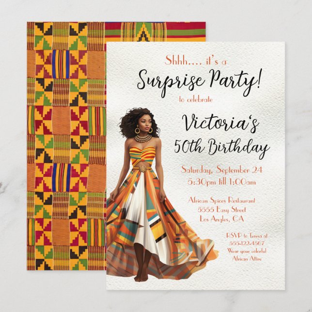 Invitación Partido de Cumpleaños Africano-Estadounidense Kent (Anverso / Reverso)
