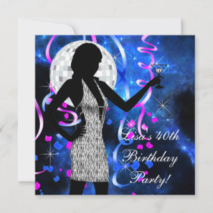 Invitación Partido de cumpleaños azul real y rosado