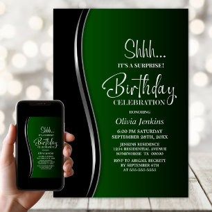 Invitación Partido de cumpleaños Black Green Surprise