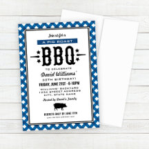 Partido de cumpleaños Blue Gingham Plaid Pig Roast