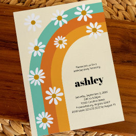Invitación Partido de cumpleaños Boho Daisy de Groovy Rainbow