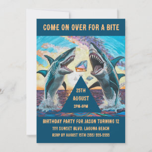 Invitación Partido de Cumpleaños-Chomp Chomp Gems brillantes-