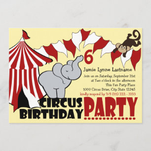 Invitación Partido de cumpleaños Circus Fun