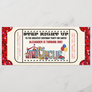 Invitación Partido de cumpleaños Circus Ticket