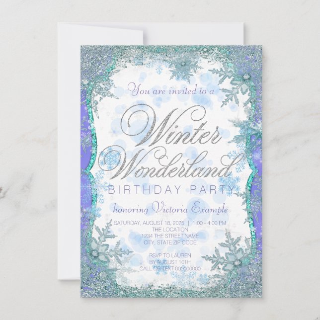 Invitación Partido de cumpleaños congelado en Winter Wonderla (Anverso)