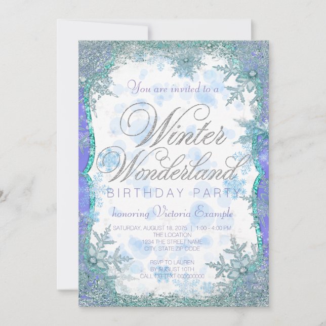 Invitación Partido de cumpleaños congelado en Winter Wonderla (Anverso)
