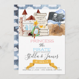 Invitación Partido de Cumpleaños Conjunto Princesa y Pirata