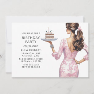 Invitación Partido de cumpleaños de adultos rosados modernos