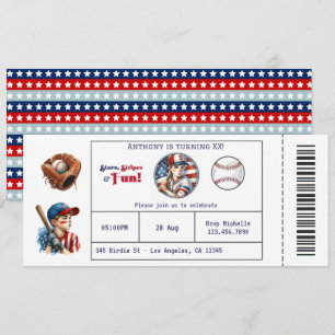 Invitación Partido de cumpleaños de All American Boy Baseball