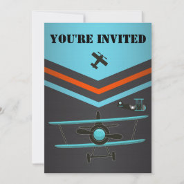 Invitación Partido de Cumpleaños de Aviación Aérea Azul, Rojo