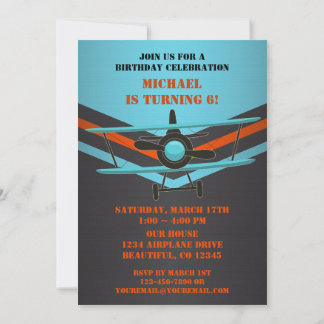 Invitación Partido de Cumpleaños de Aviación Aérea Azul, Rojo